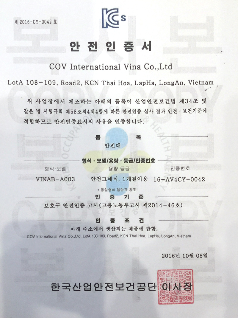 Sản phẩm Dây an toàn (Safety Belt) VINAB A003