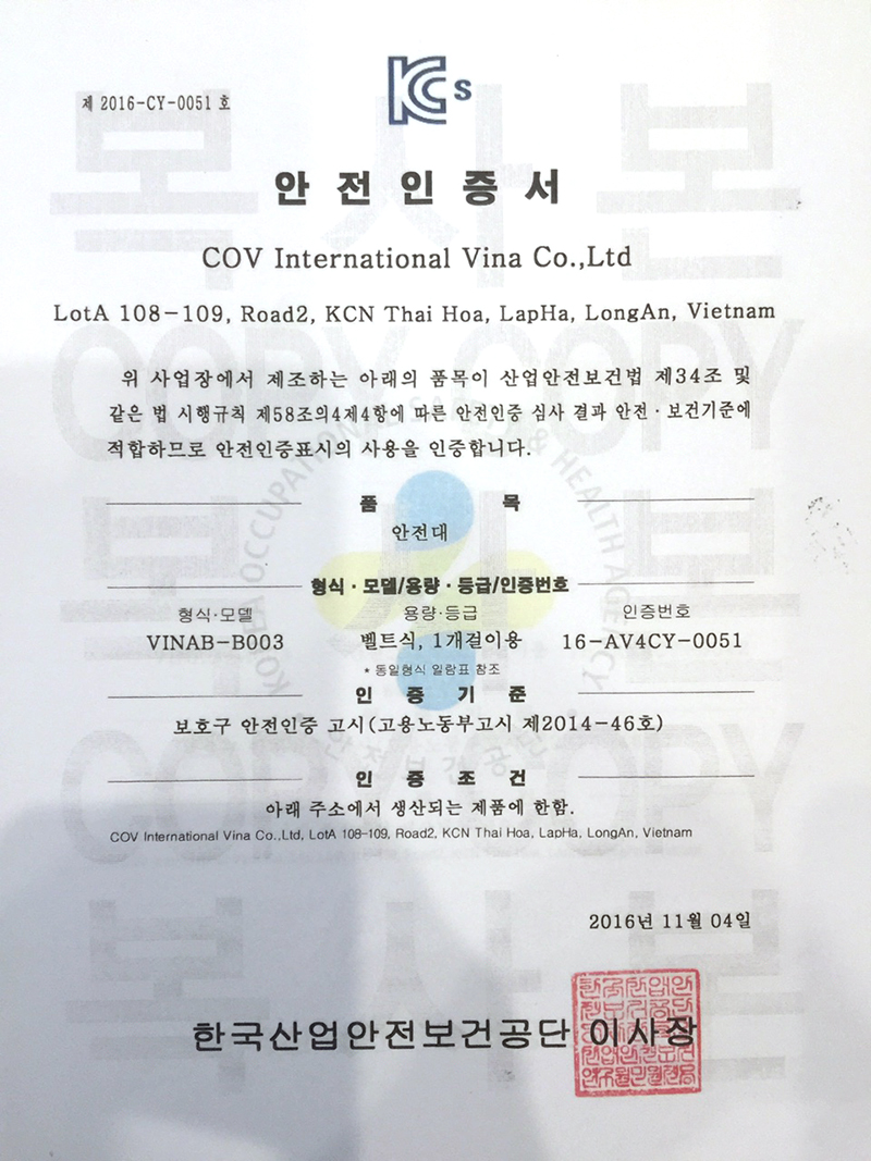 Sản phẩm Dây an toàn (Safety Belt) VINAB B003